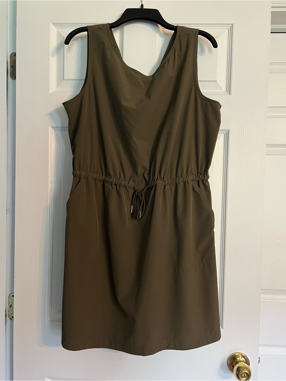 Calvin Klein Olive Green Sleeveless Drawstring Mini Dress